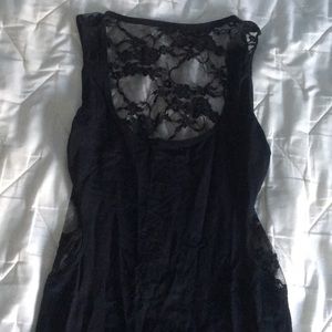 Black Bebe Dress with mesh side and back cut outs